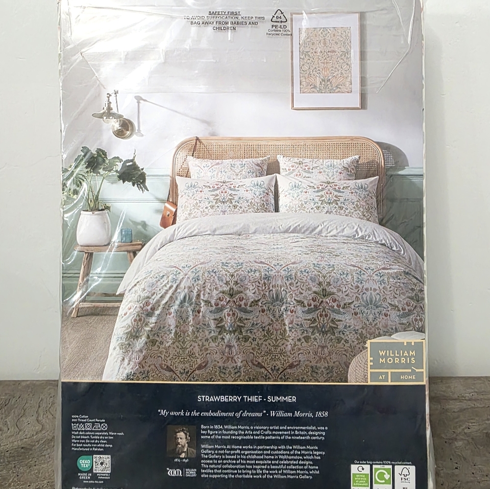 New William Morris & Co Strawberry Thief KING Duvet & Shams Set - Picture 8 of 9